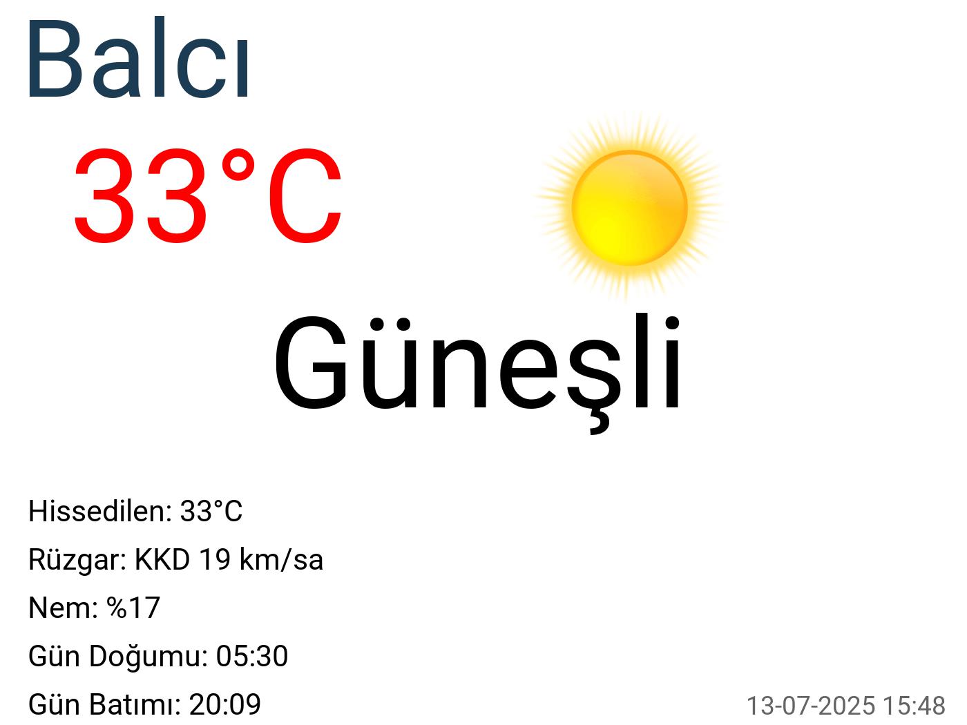 Balcı hava durumu 15 günlük