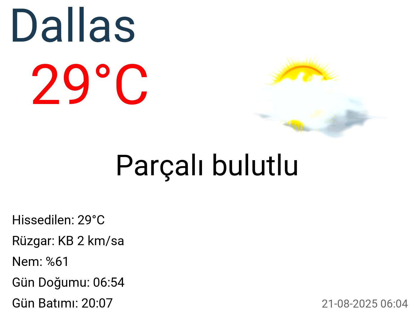 Dallas hava durumu 15 günlük