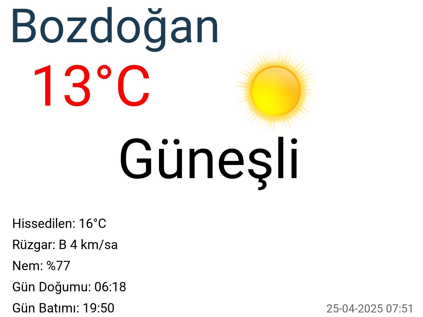 Bozdoğan hava durumu 90 günlük