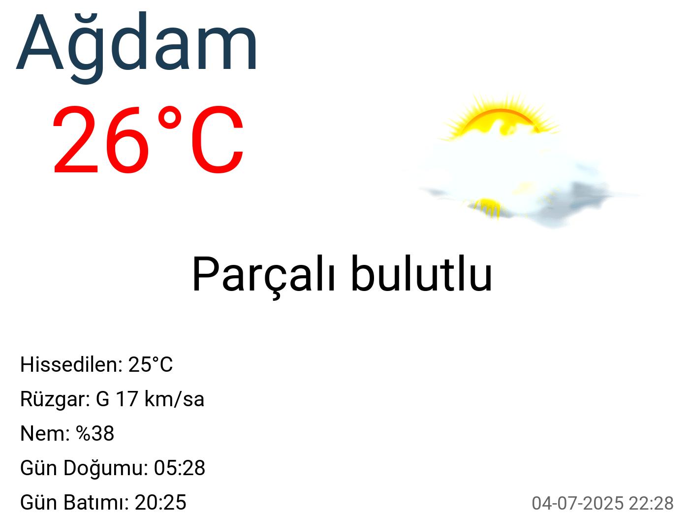 Ağdam hava durumu 15 günlük Ağdam hava durumu 15 günlük