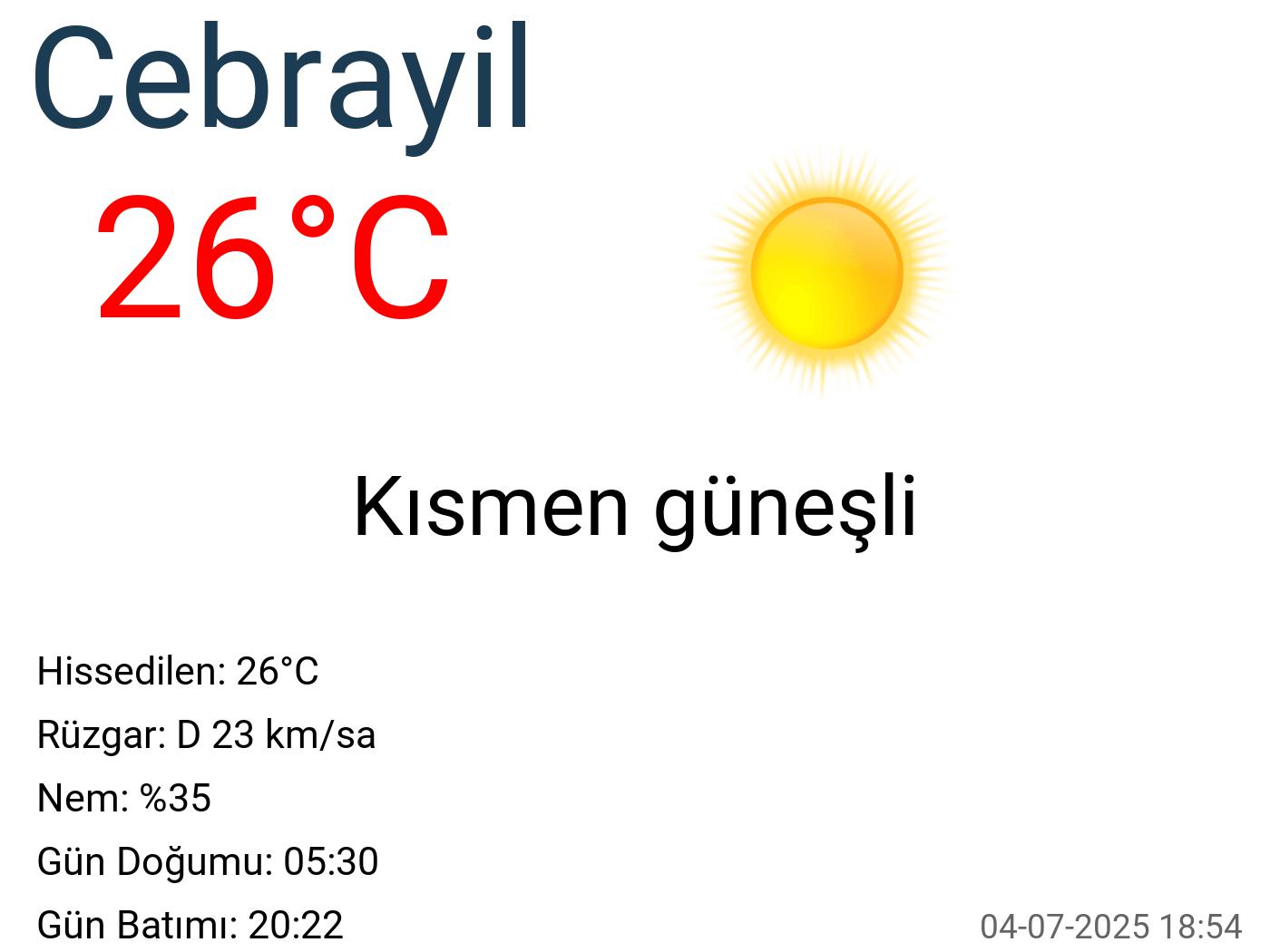 Cebrayil hava durumu 15 günlük Cebrayil hava durumu 15 günlük