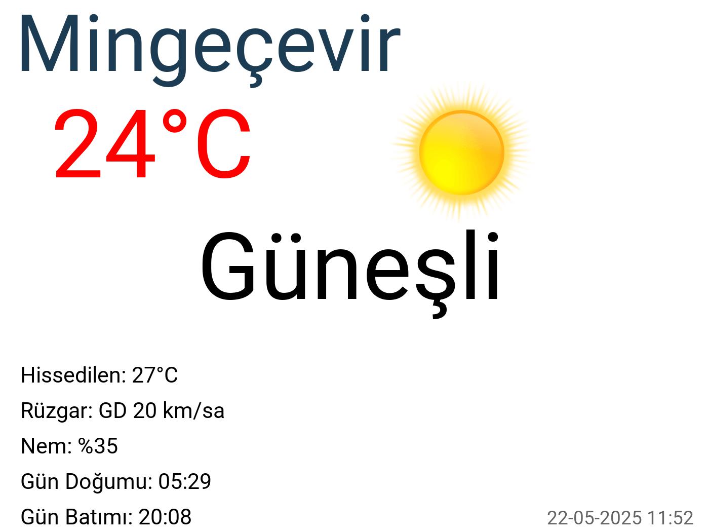 Mingeçevir hava durumu 15 günlük