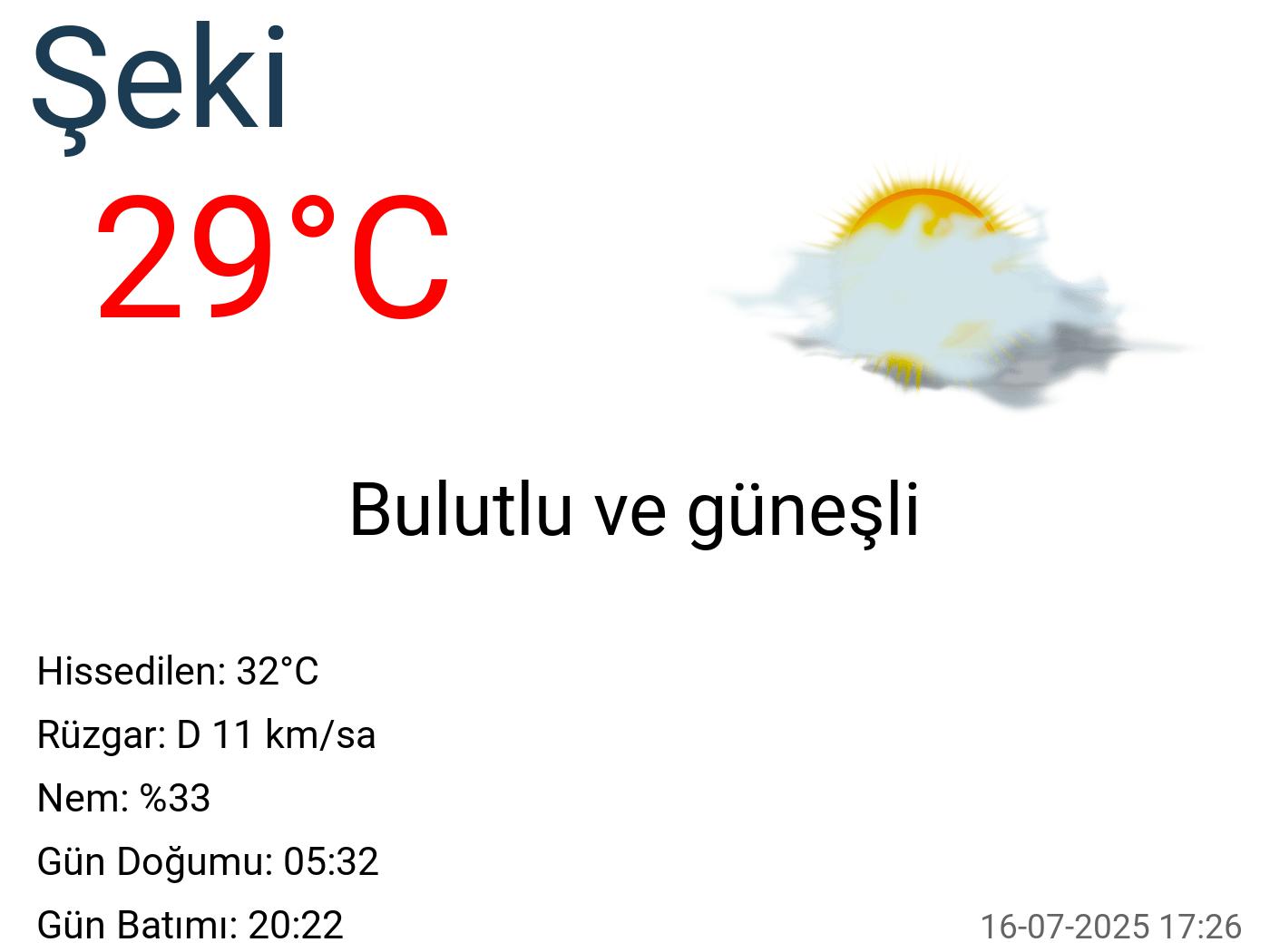 Şeki hava durumu 10 günlük Şeki hava durumu 10 günlük