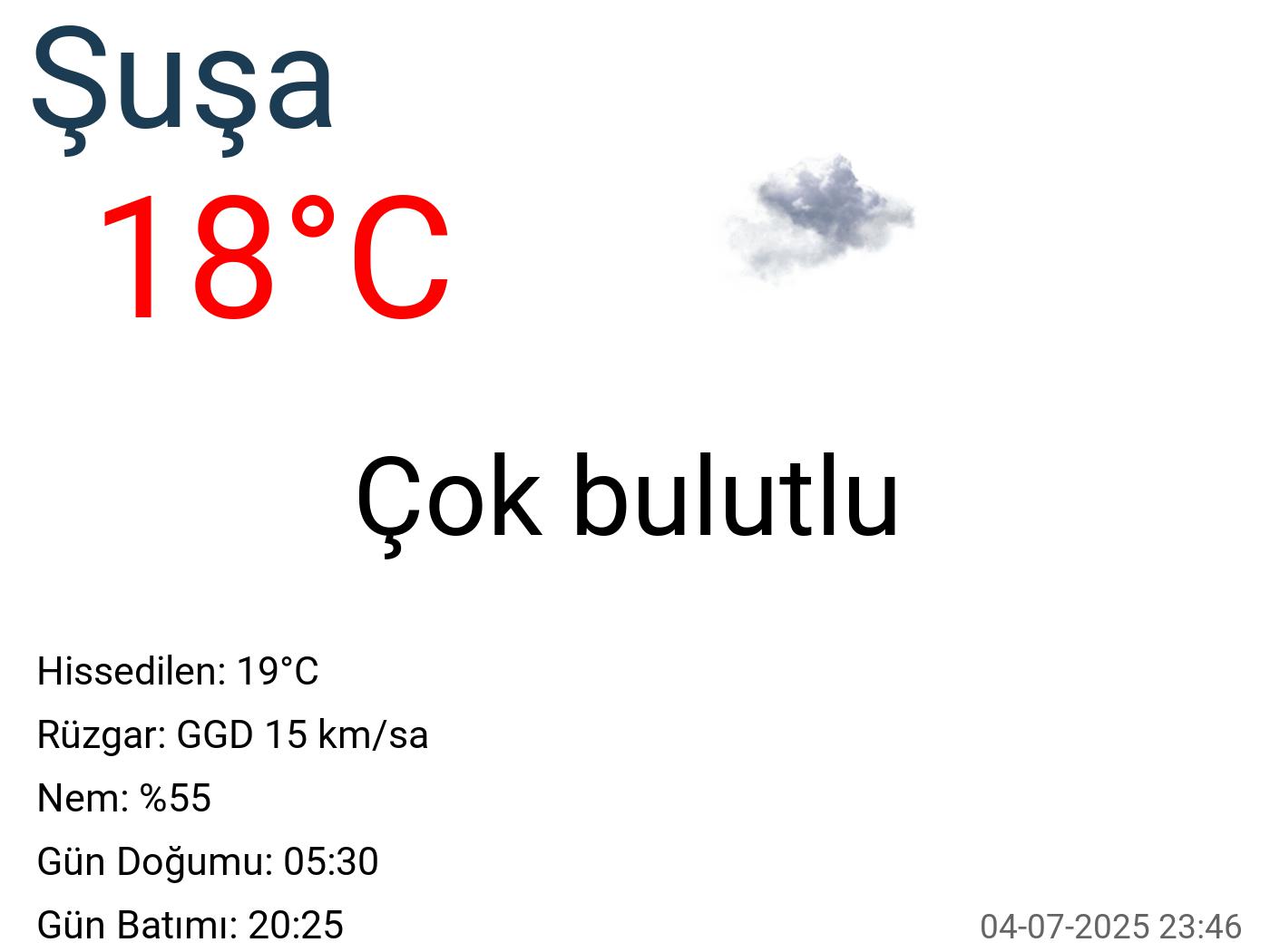 Şuşa hava durumu 15 günlük Şuşa hava durumu 15 günlük