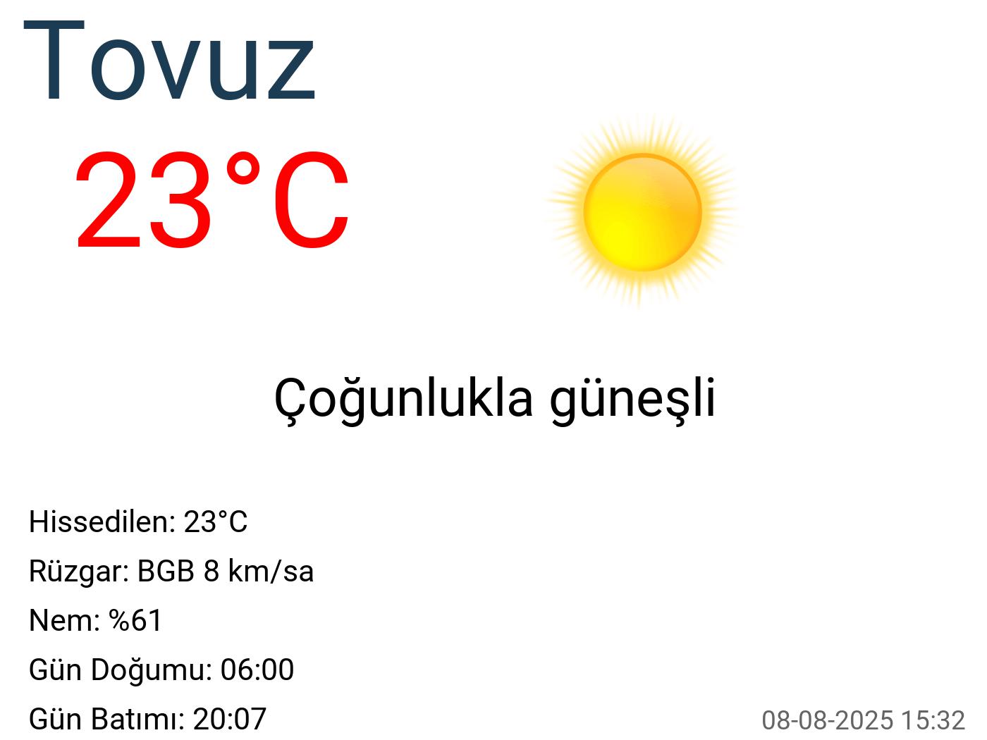 Tovuz hava durumu 15 günlük