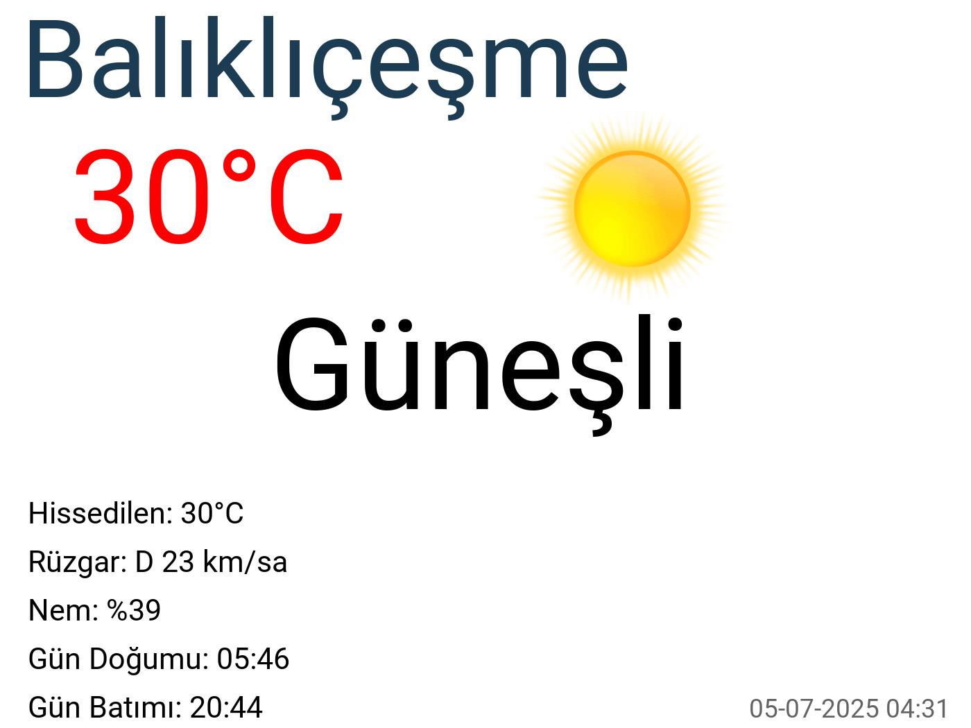 Balıklıçeşme hava durumu 7 günlük Balıklıçeşme hava durumu 7 günlük