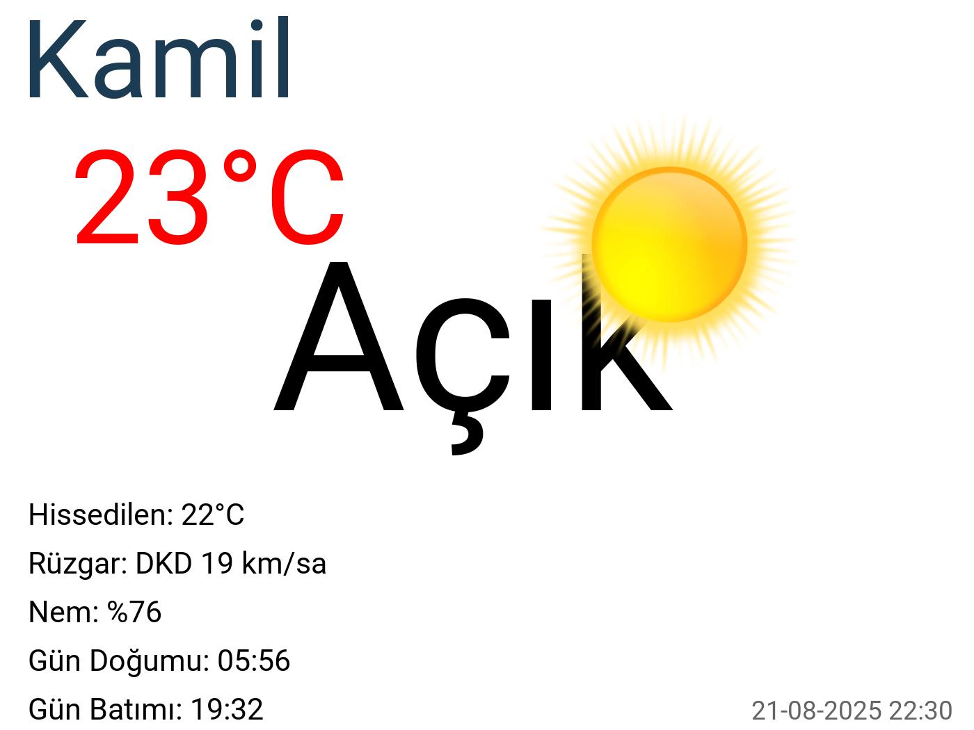 Kamil hava durumu 10 günlük