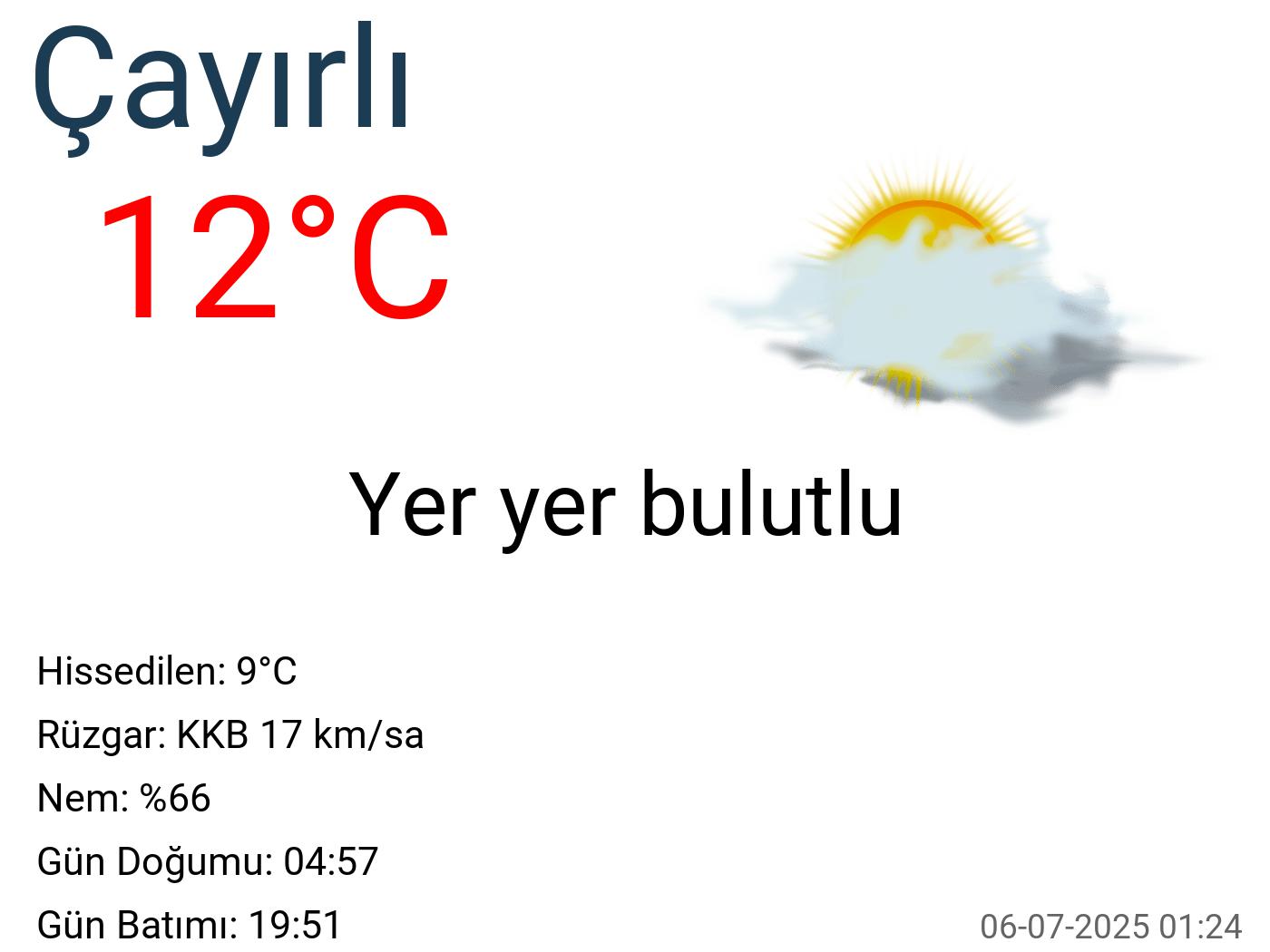 Çayırlı hava durumu 7 günlük Çayırlı hava durumu 7 günlük
