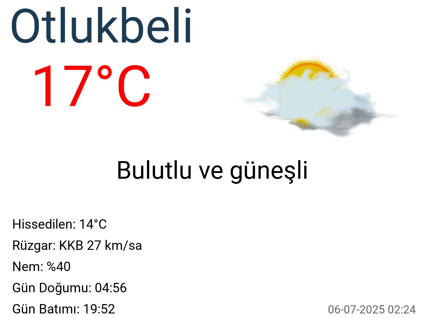 Otlukbeli hava durumu 7 günlük Otlukbeli hava durumu 7 günlük