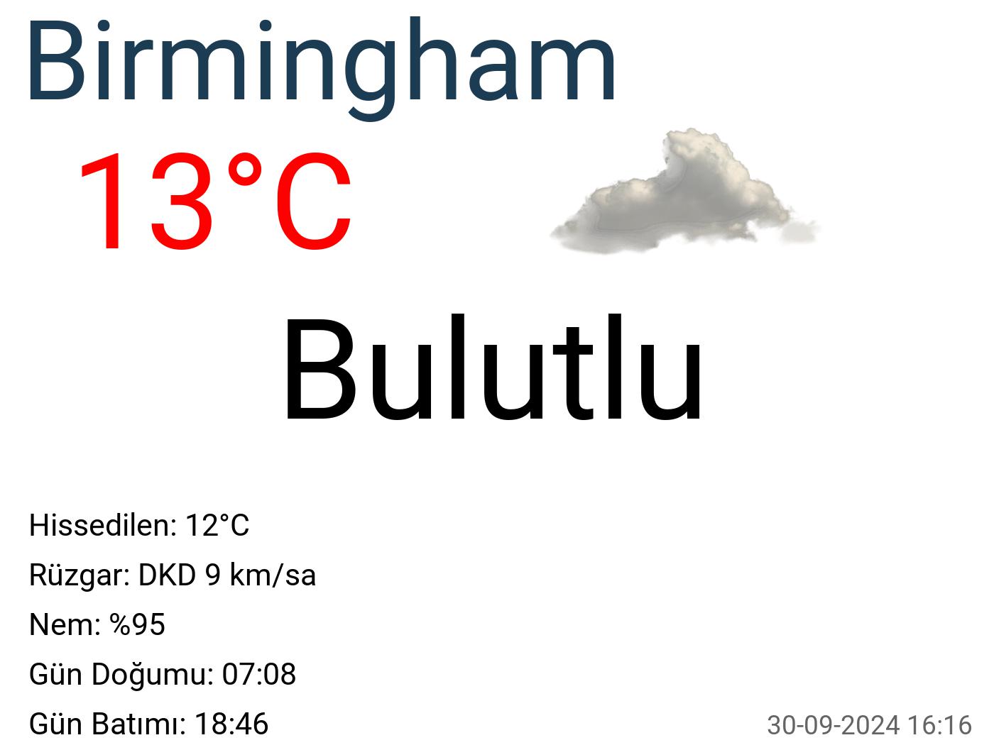 Birmingham hava durumu 30 günlük