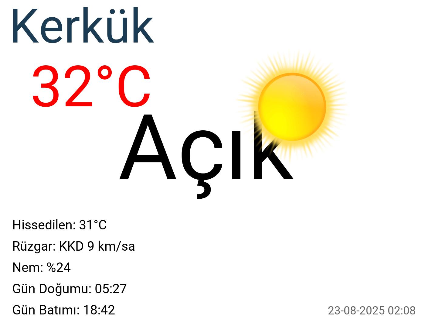 Kerkük hava durumu 15 günlük Kerkük hava durumu 15 günlük