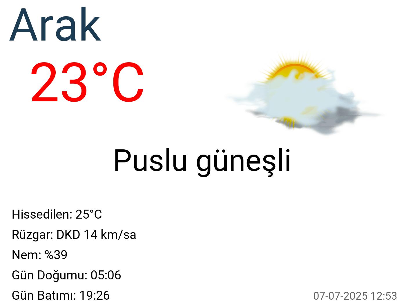 Arak hava durumu 15 günlük Arak hava durumu 15 günlük