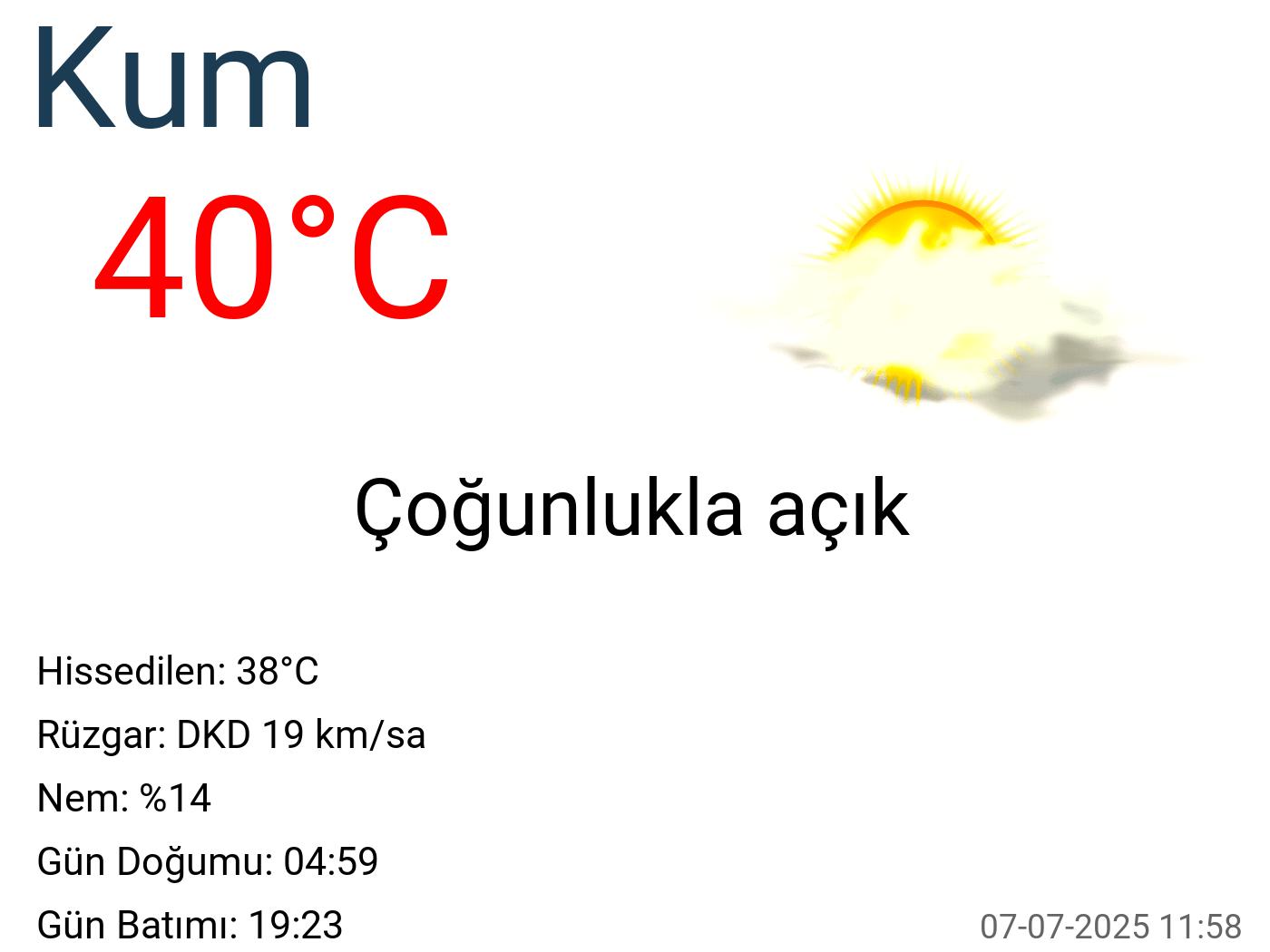 Kum hava durumu 15 günlük Kum hava durumu 15 günlük