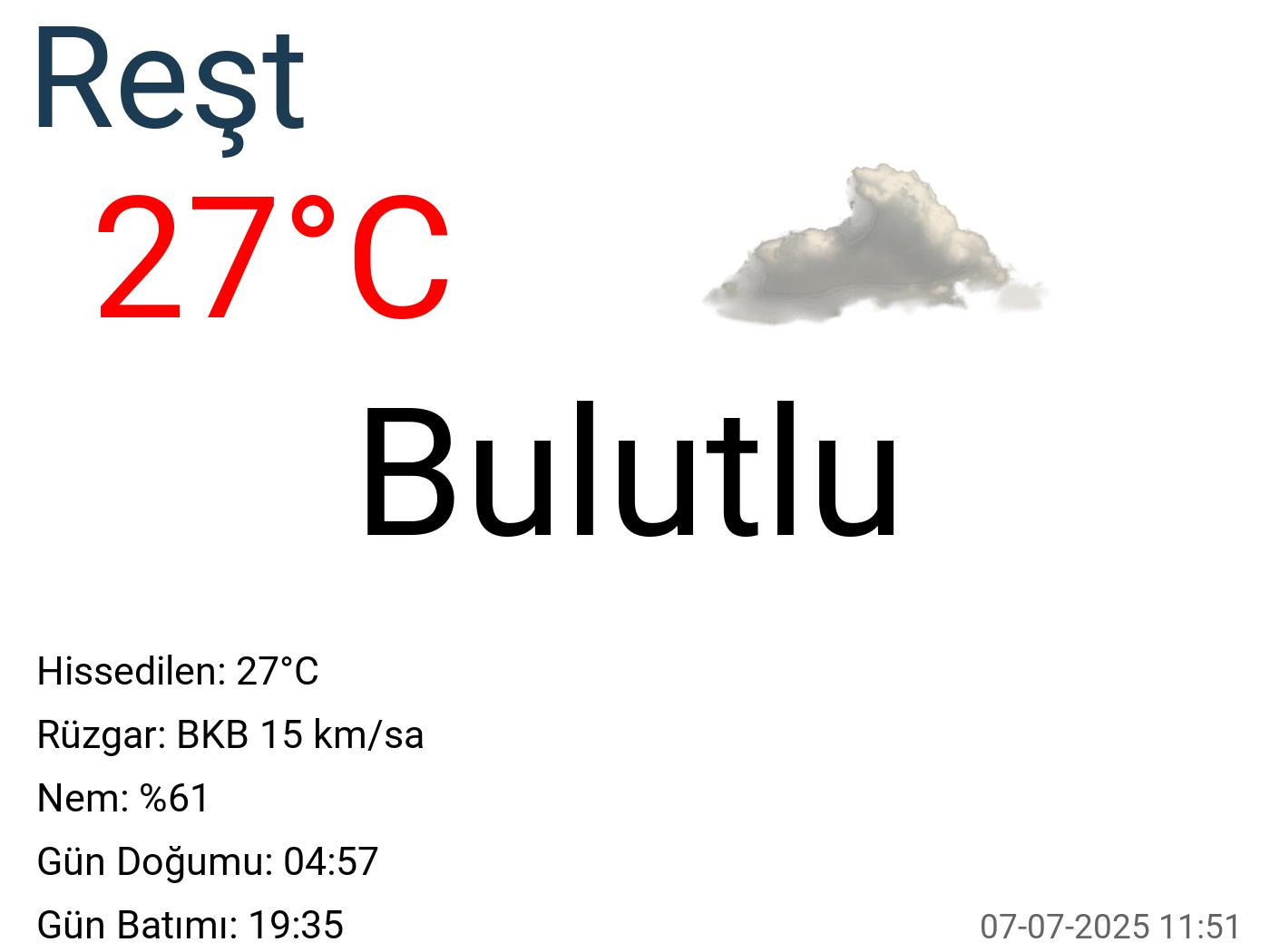 Reşt hava durumu 15 günlük Reşt hava durumu 15 günlük