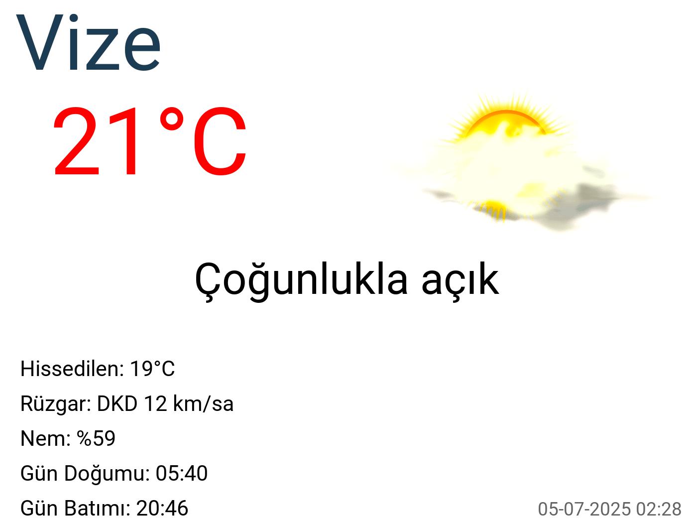 Vize hava durumu 7 günlük Vize hava durumu 7 günlük