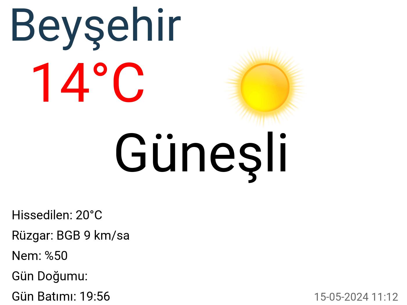 Beyşehir hava durumu 25 günlük
