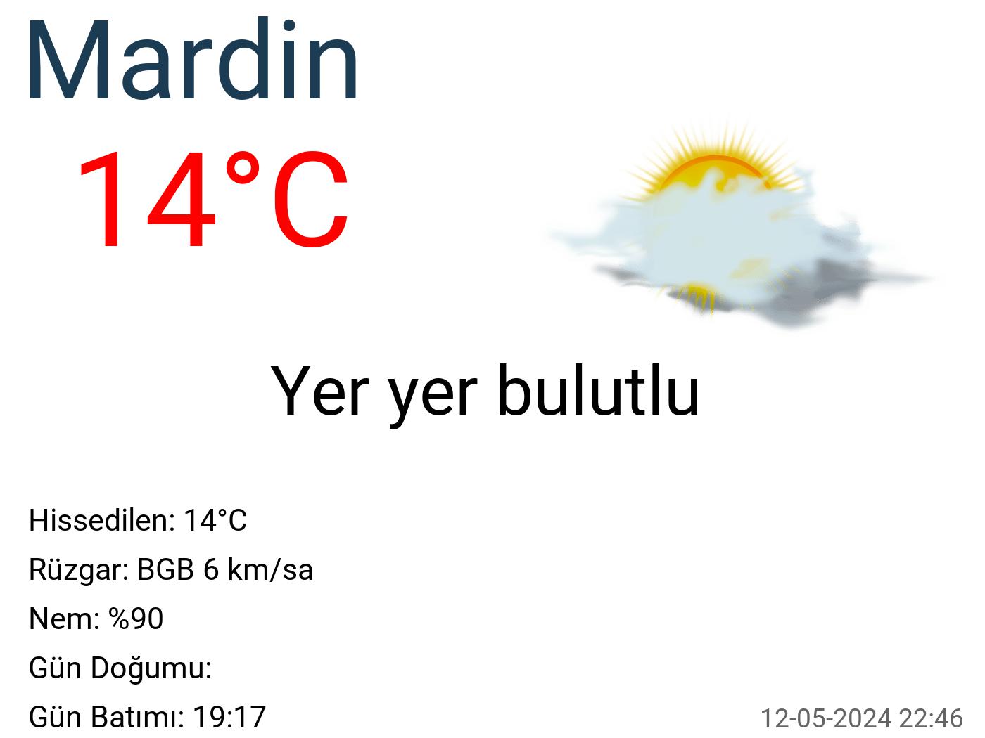 Mardin hava durumu 15 günlük