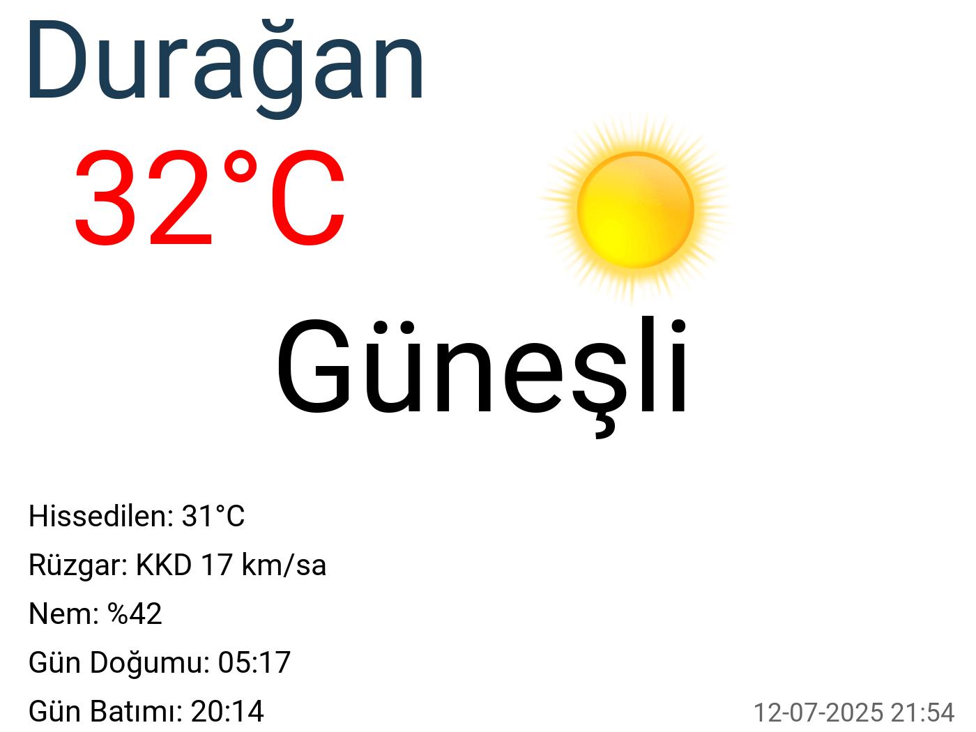 Durağan hava durumu 15 günlük