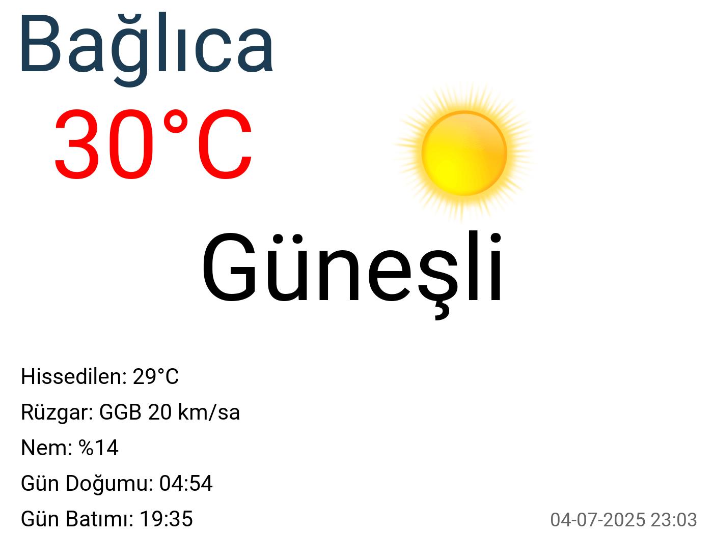 Bağlıca hava durumu 7 günlük Bağlıca hava durumu 7 günlük