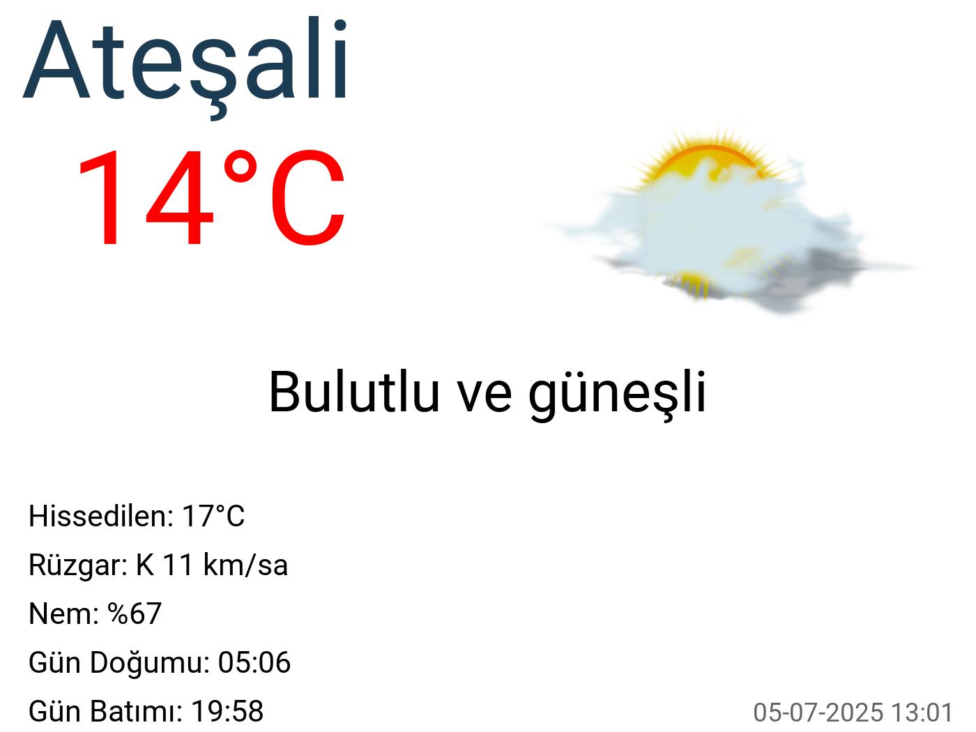 Ateşali hava durumu 20 günlük