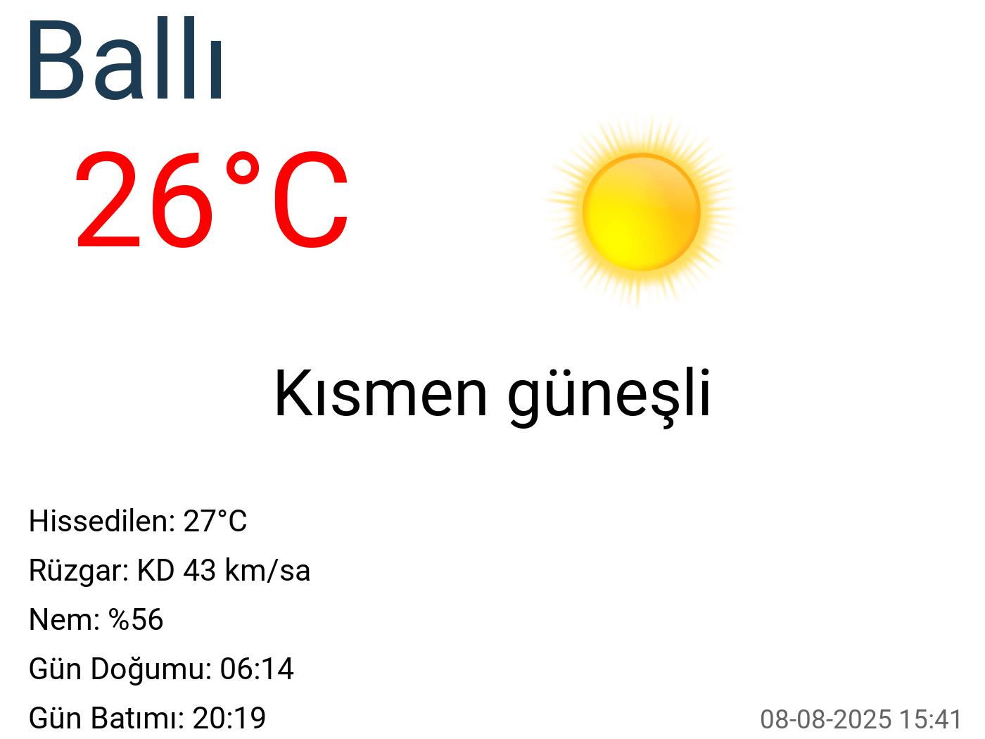 Ballı hava durumu 45 günlük