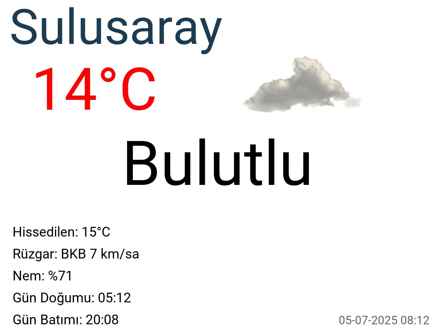 Sulusaray hava durumu 25 günlük